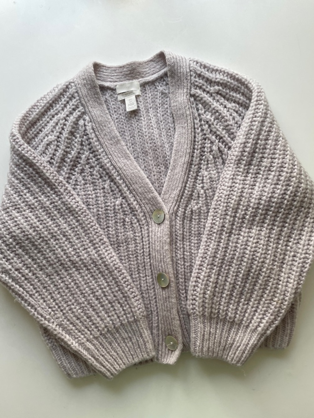 H&M Wool Chunky Knit Cardigan in Lavender
